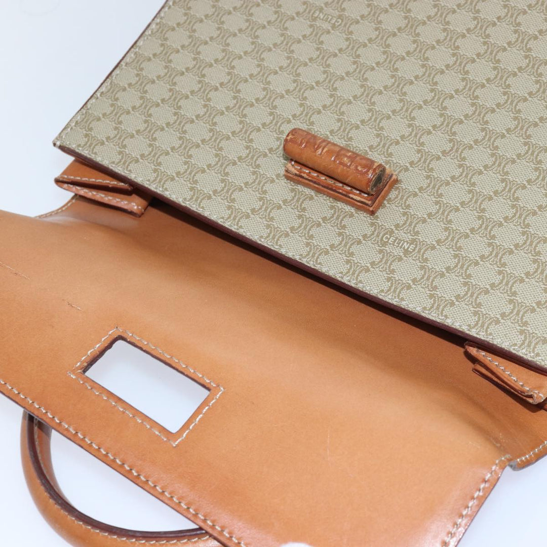 Celine Macadam Canvas Hand Bag 2way Beige Auth 81450