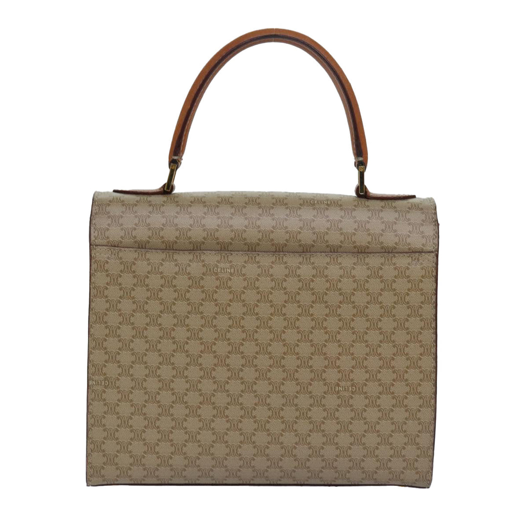 Celine Macadam Canvas Hand Bag 2way Beige Auth 81450
