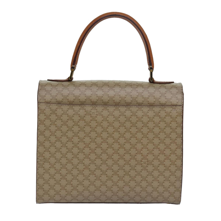 Celine Macadam Canvas Hand Bag 2way Beige Auth 81450