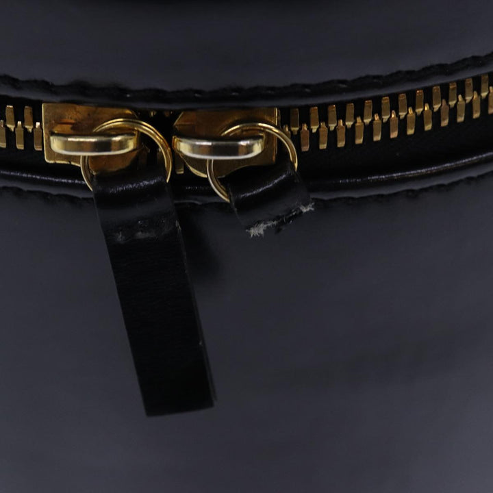 Celine Vanity Cosmetic Pouch Leather Black Auth 81452