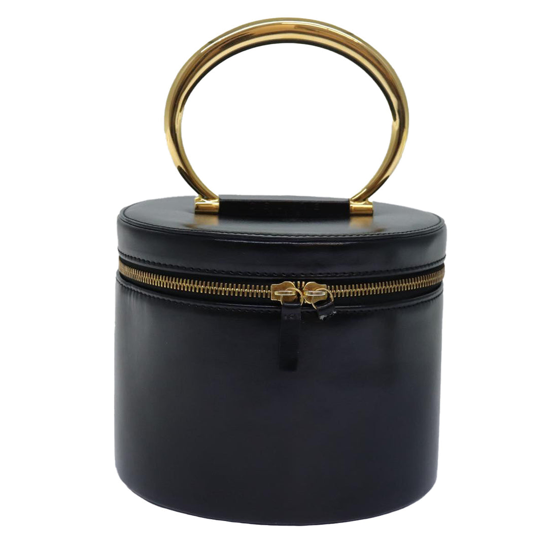 Celine Vanity Cosmetic Pouch Leather Black Auth 81452