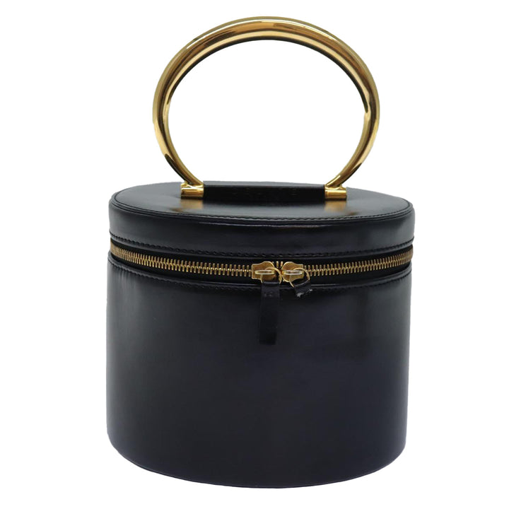 Celine Vanity Cosmetic Pouch Leather Black Auth 81452
