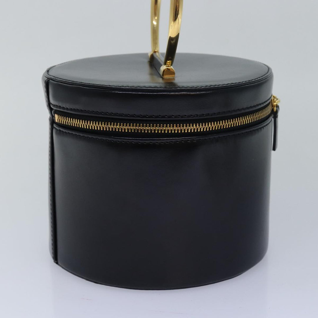 Celine Vanity Cosmetic Pouch Leather Black Auth 81452