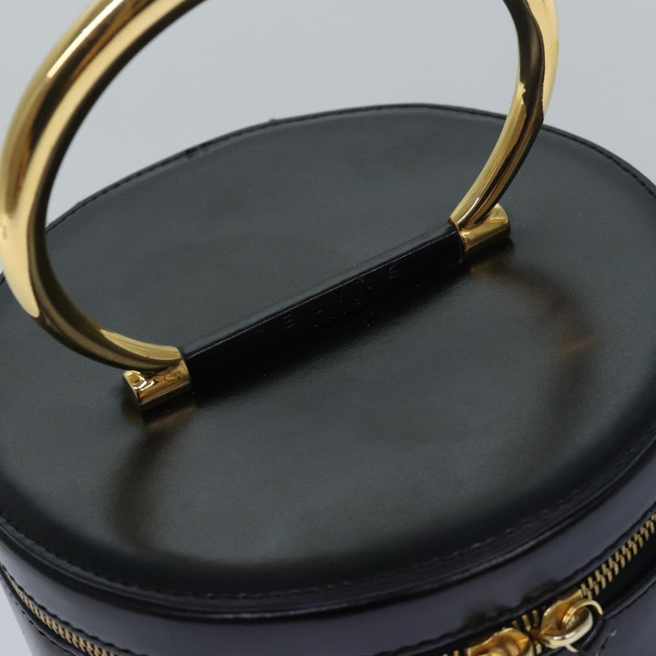 Celine Vanity Cosmetic Pouch Leather Black Auth 81452