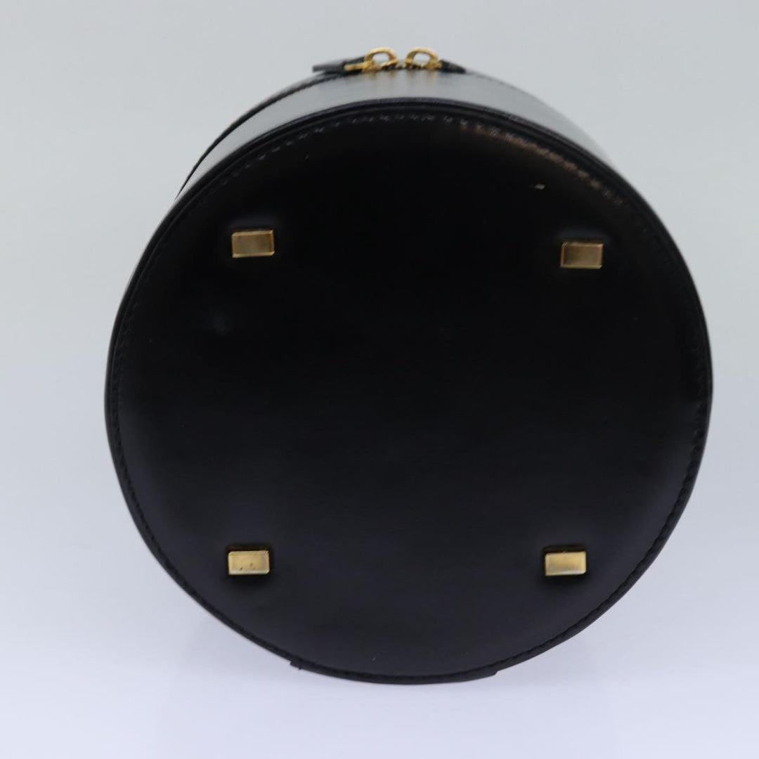 Celine Vanity Cosmetic Pouch Leather Black Auth 81452