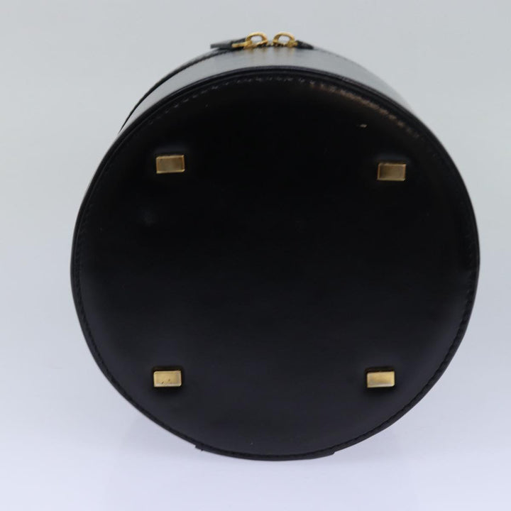 Celine Vanity Cosmetic Pouch Leather Black Auth 81452