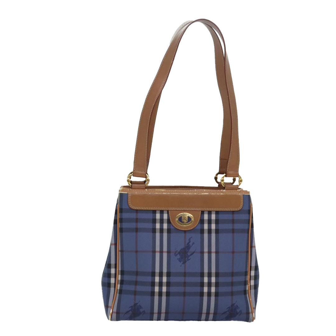 BurberrySs Nova Check Tote Bag PVC Leather Blue Auth 81458