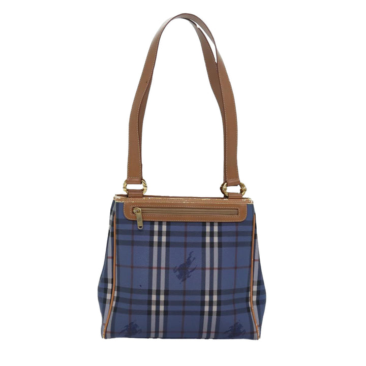 BurberrySs Nova Check Tote Bag PVC Leather Blue Auth 81458