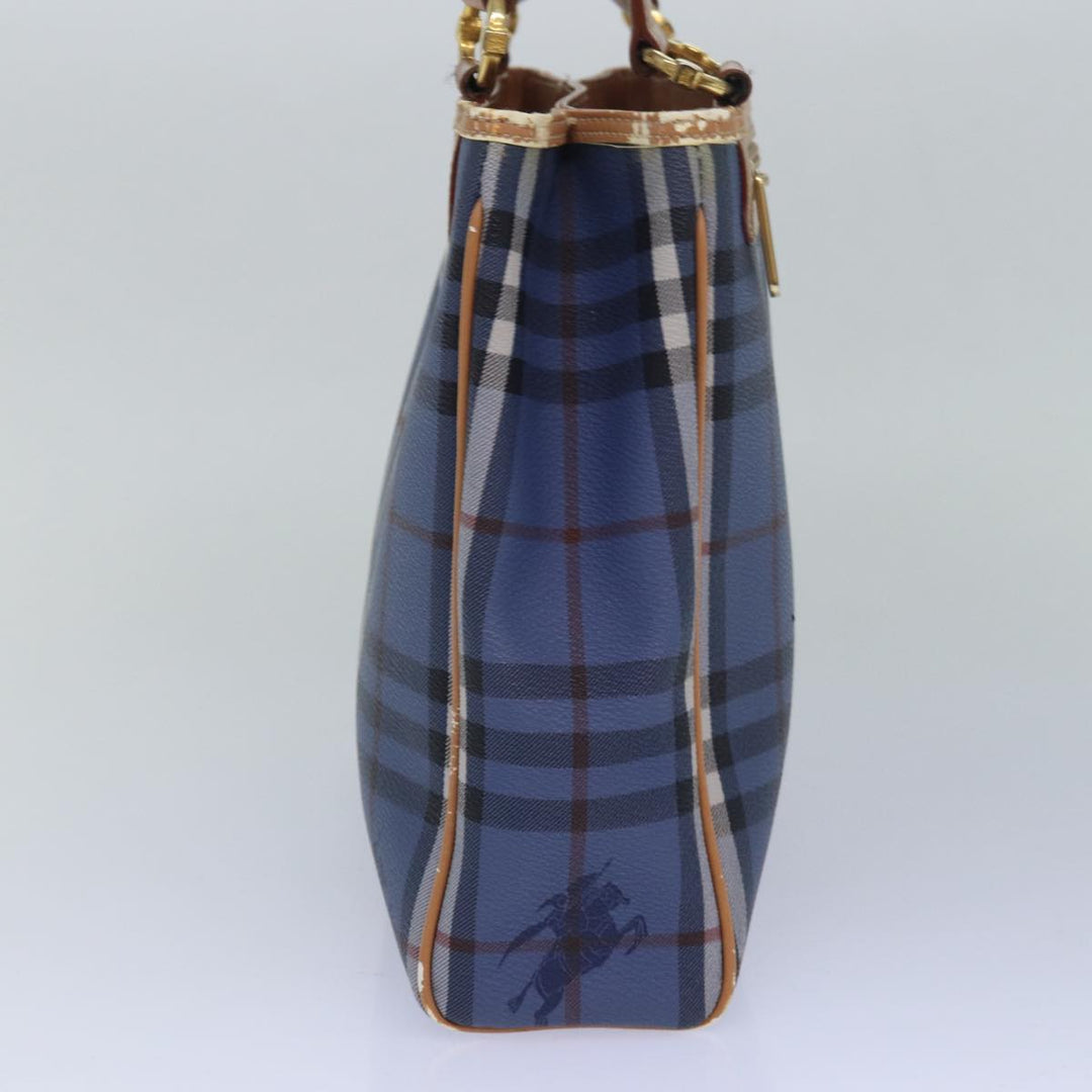 BurberrySs Nova Check Tote Bag PVC Leather Blue Auth 81458