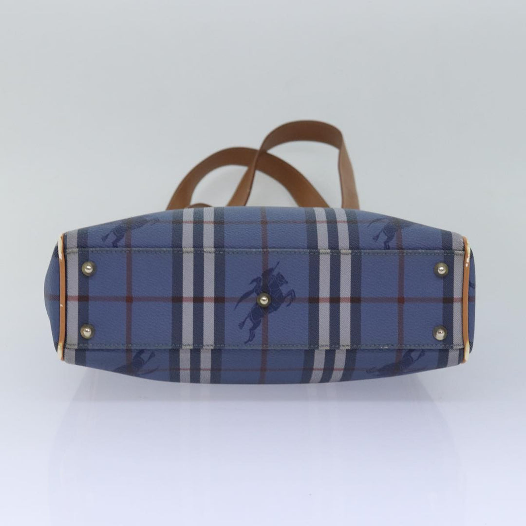 BurberrySs Nova Check Tote Bag PVC Leather Blue Auth 81458