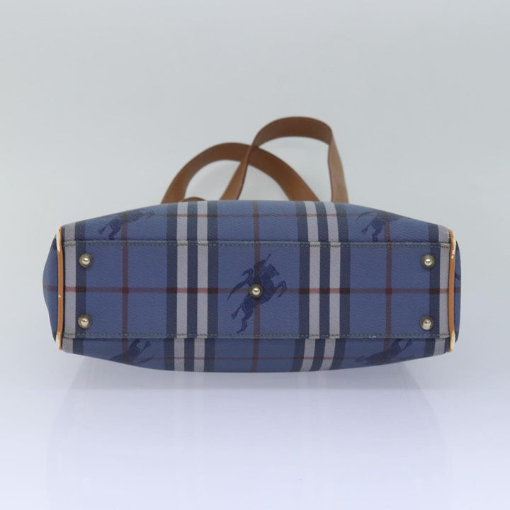 BurberrySs Nova Check Tote Bag PVC Leather Blue Auth 81458