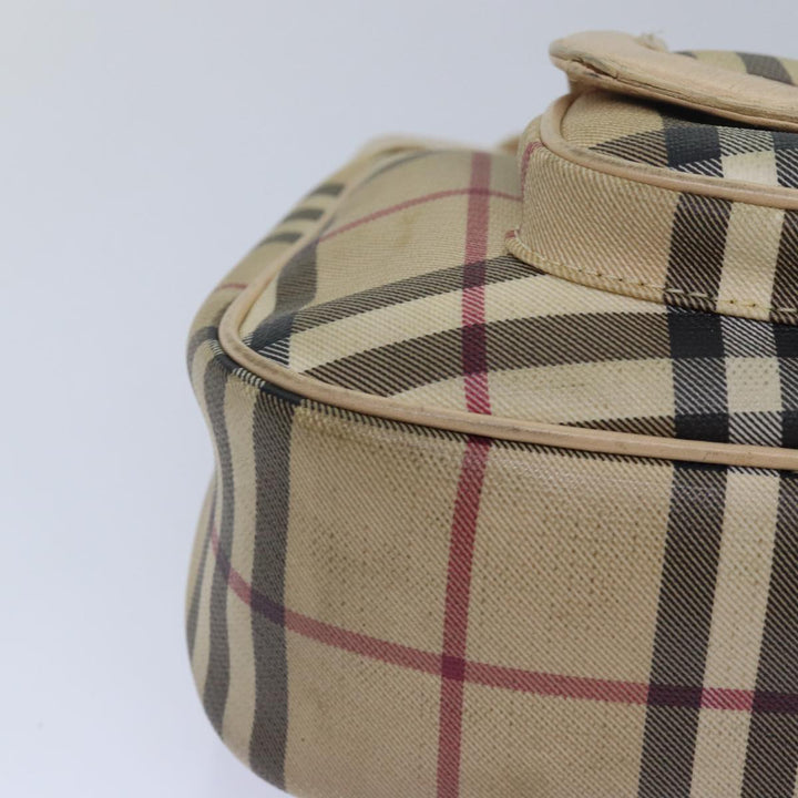 Burberry Nova Check Shoulder Bag PVC Leather Beige Auth 81459