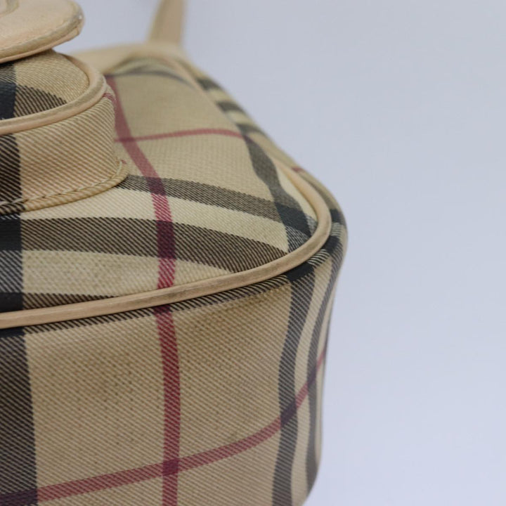 Burberry Nova Check Shoulder Bag PVC Leather Beige Auth 81459