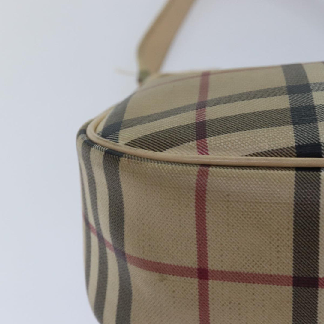 Burberry Nova Check Shoulder Bag PVC Leather Beige Auth 81459
