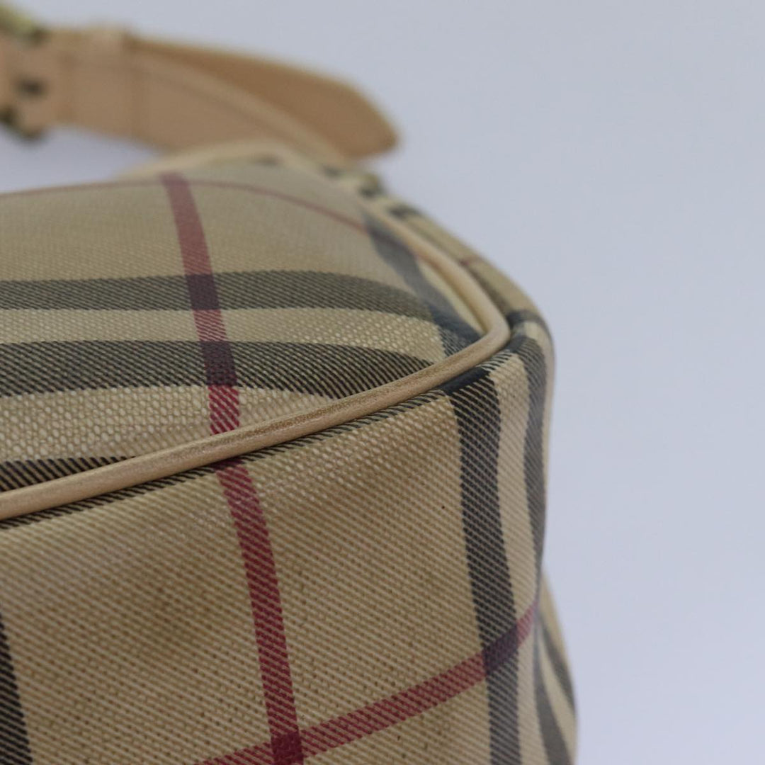 Burberry Nova Check Shoulder Bag PVC Leather Beige Auth 81459