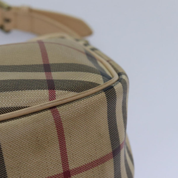 Burberry Nova Check Shoulder Bag PVC Leather Beige Auth 81459