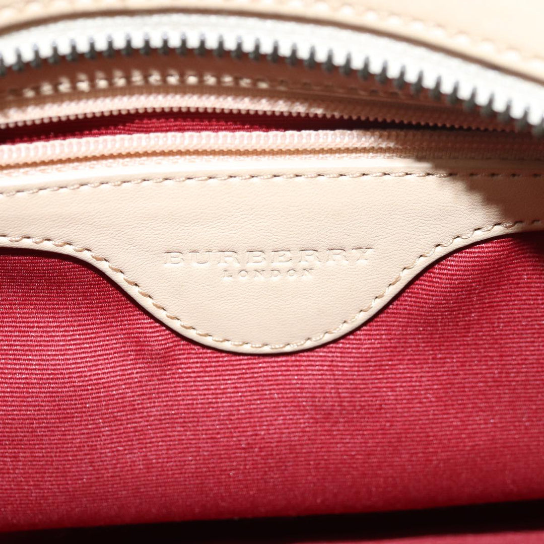 Burberry Nova Check Shoulder Bag PVC Leather Beige Auth 81459