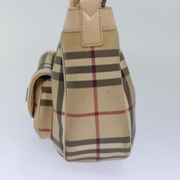 Burberry Nova Check Shoulder Bag PVC Leather Beige Auth 81459