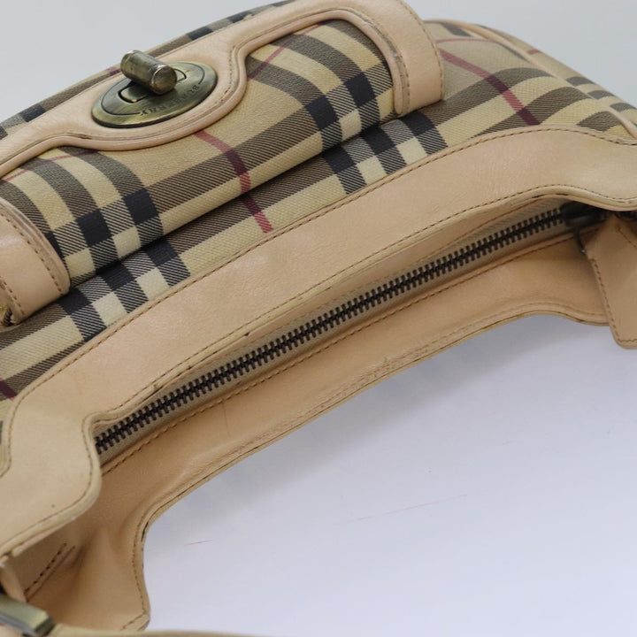 Burberry Nova Check Shoulder Bag PVC Leather Beige Auth 81459