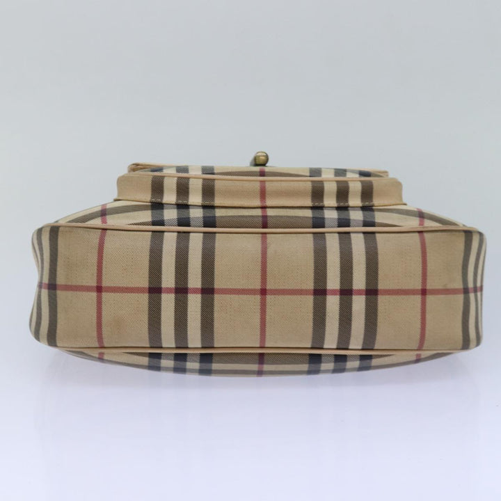 Burberry Nova Check Shoulder Bag PVC Leather Beige Auth 81459