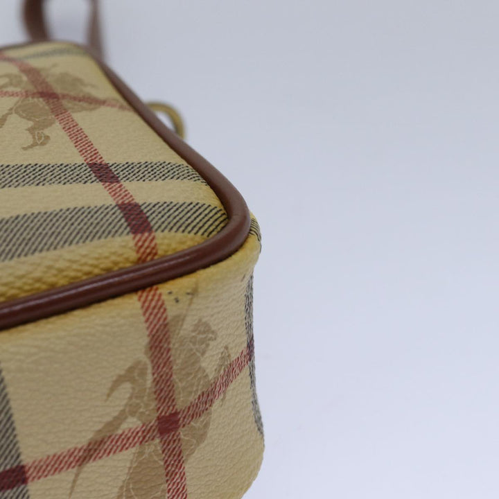 Burberry Nova Check Clutch Bag PVC Leather Beige Auth 81460