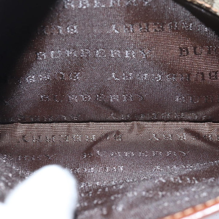 Burberry Nova Check Clutch Bag PVC Leather Beige Auth 81460