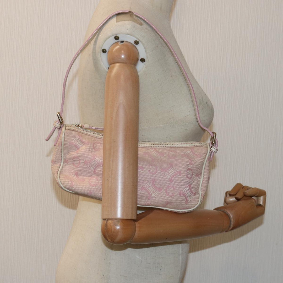 Celine C Macadam Canvas Shoulder Bag Pink Auth 81604