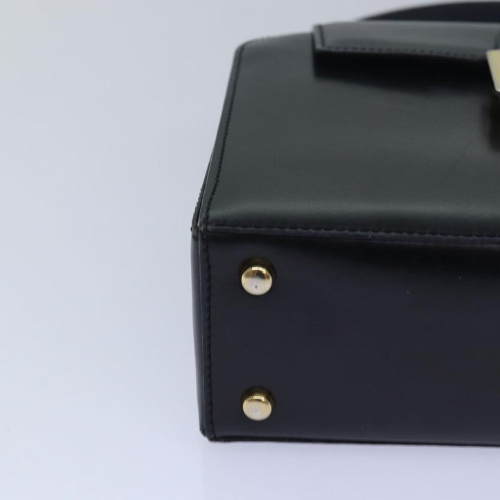 Celine Hand Bag Leather Black Auth 81636