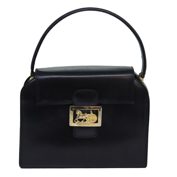 Celine Hand Bag Leather Black Auth 81636