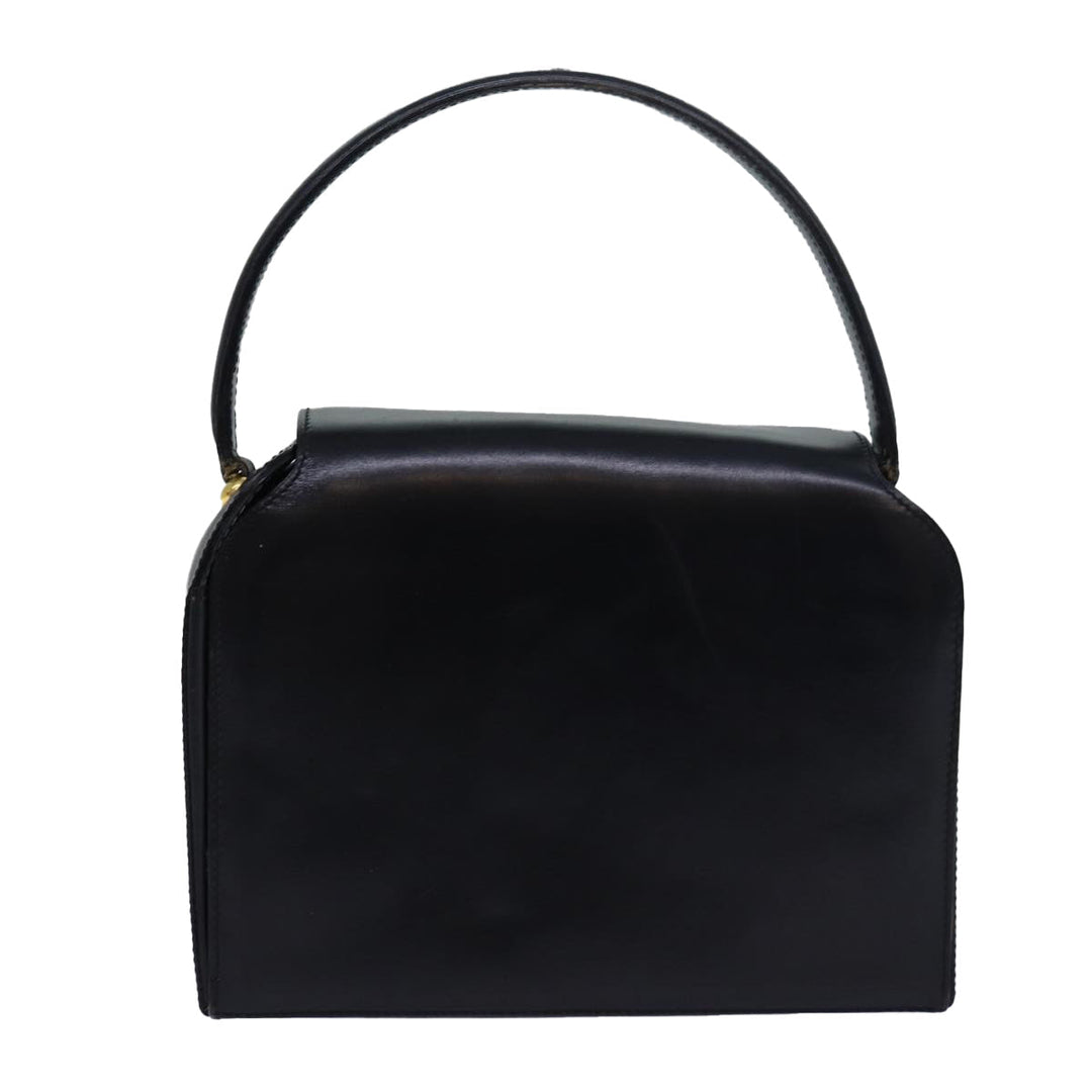 Celine Hand Bag Leather Black Auth 81636