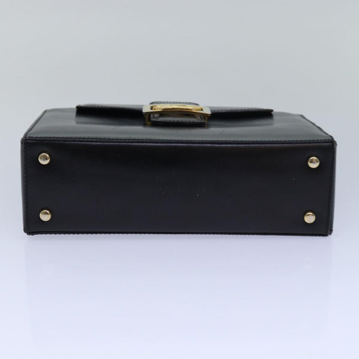 Celine Hand Bag Leather Black Auth 81636