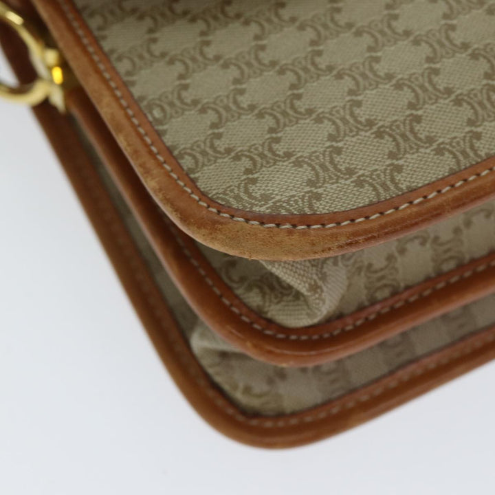 Celine Macadam Canvas Shoulder Bag Beige Auth 81639
