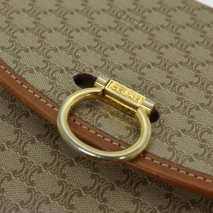 Celine Macadam Canvas Shoulder Bag Beige Auth 81639