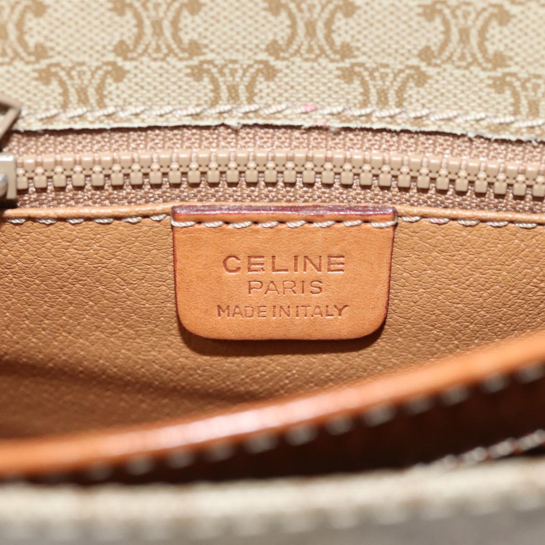 Celine Macadam Canvas Shoulder Bag Beige Auth 81639