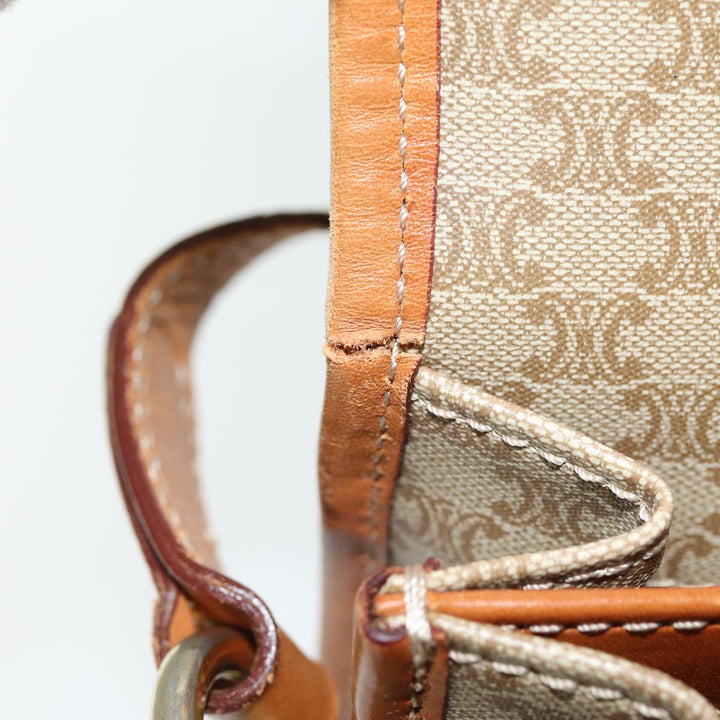 Celine Macadam Canvas Shoulder Bag Beige Auth 81639