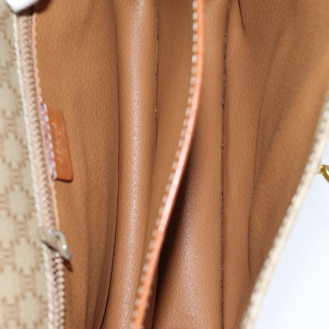 Celine Macadam Canvas Shoulder Bag Beige Auth 81639