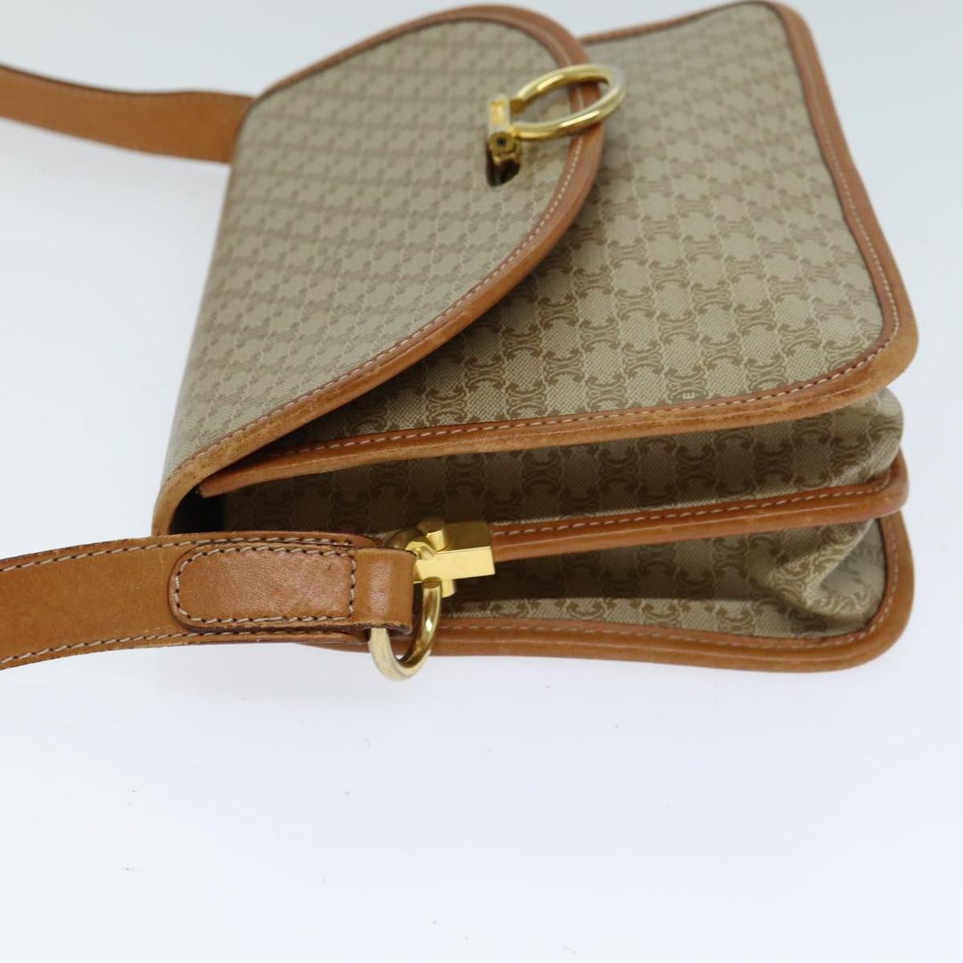 Celine Macadam Canvas Shoulder Bag Beige Auth 81639