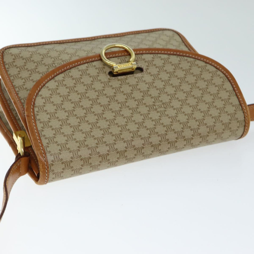Celine Macadam Canvas Shoulder Bag Beige Auth 81639