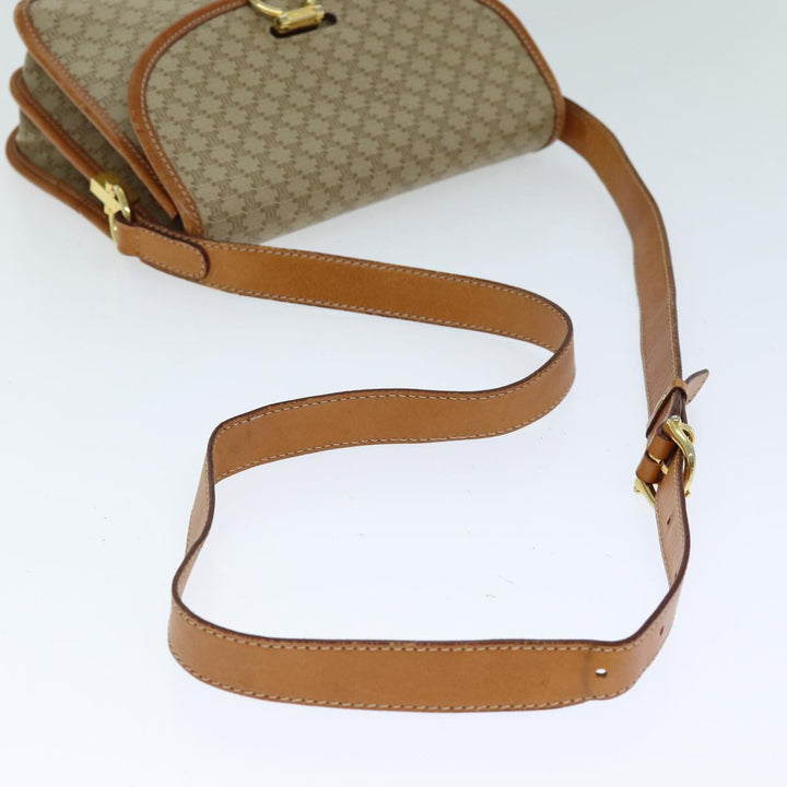 Celine Macadam Canvas Shoulder Bag Beige Auth 81639