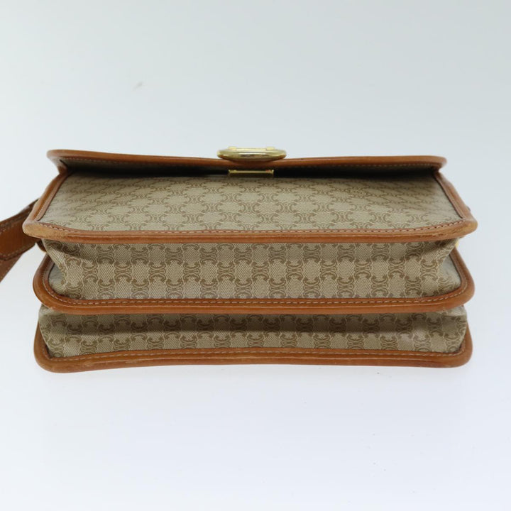 Celine Macadam Canvas Shoulder Bag Beige Auth 81639