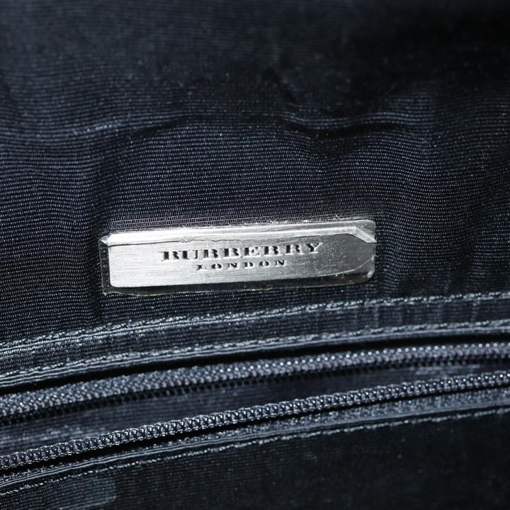 Burberry Nova Check Hand Bag Leather Canvas Black Beige Auth 81655