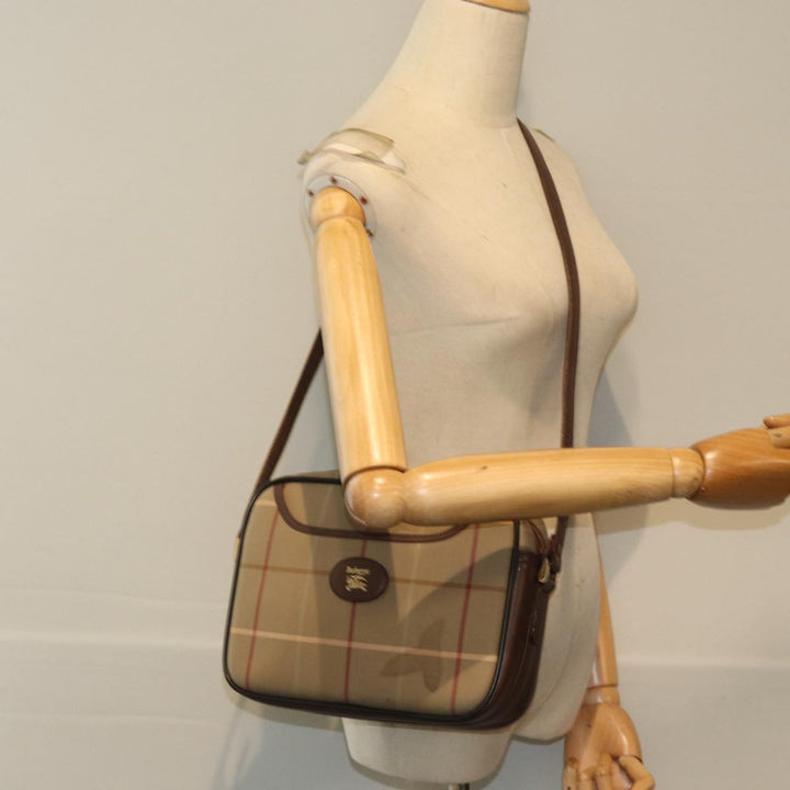 BurberrySs Nova Check Shoulder Bag Canvas Beige Auth 81656