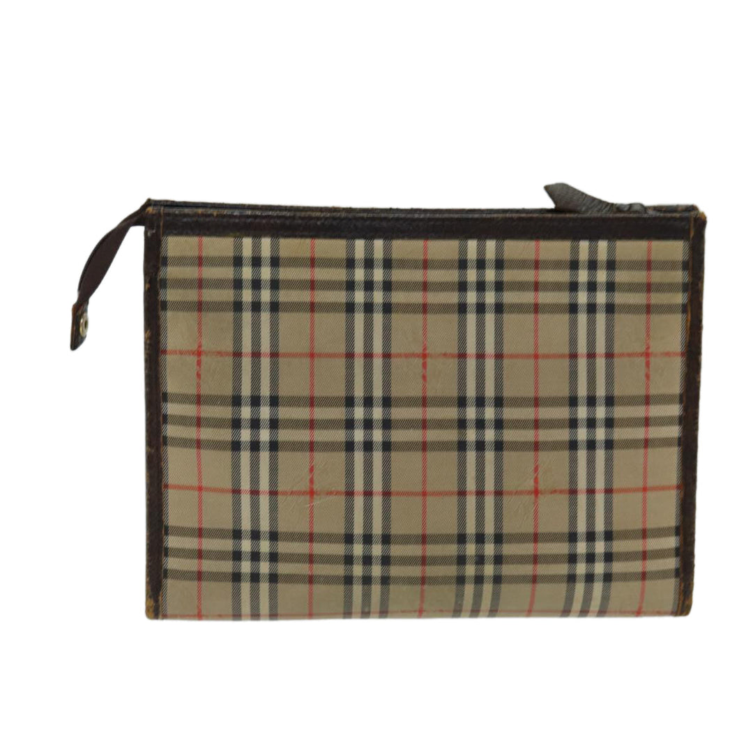 BurberrySs Nova Check Clutch Bag Canvas Beige Auth 81657