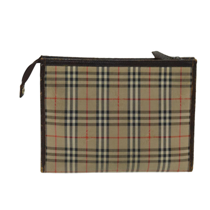 BurberrySs Nova Check Clutch Bag Canvas Beige Auth 81657
