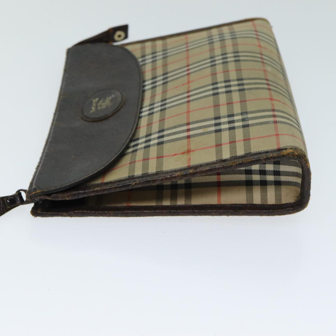 BurberrySs Nova Check Clutch Bag Canvas Beige Auth 81657