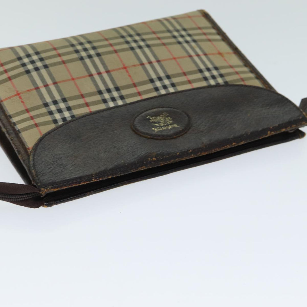 BurberrySs Nova Check Clutch Bag Canvas Beige Auth 81657
