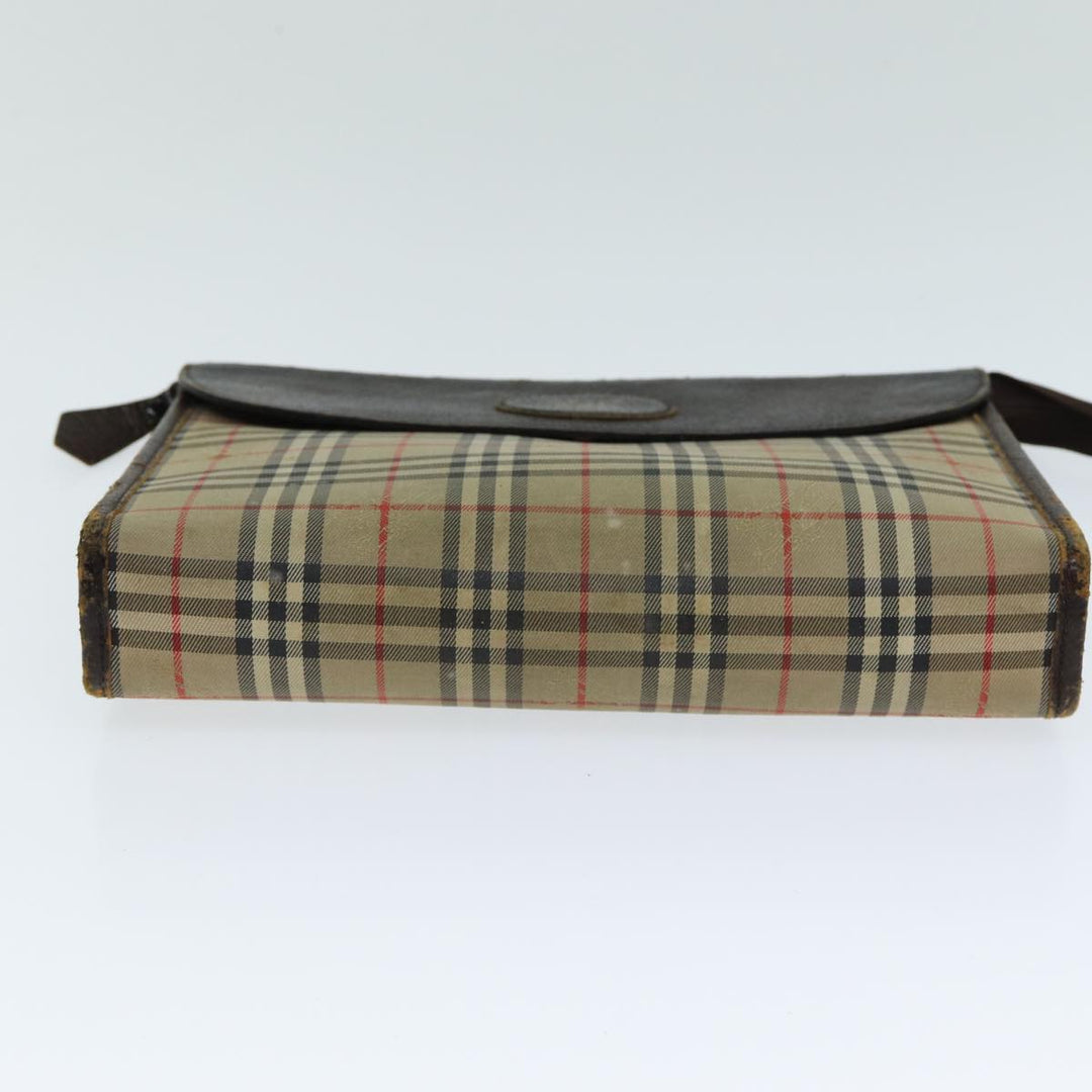 BurberrySs Nova Check Clutch Bag Canvas Beige Auth 81657