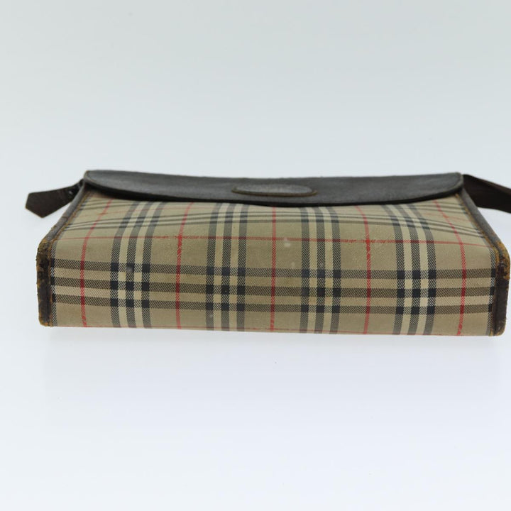BurberrySs Nova Check Clutch Bag Canvas Beige Auth 81657