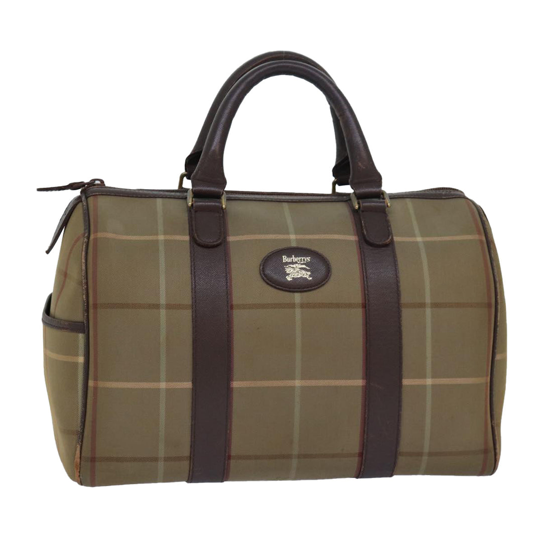BurberrySs Nova Check Boston Bag Canvas Beige Auth 81659