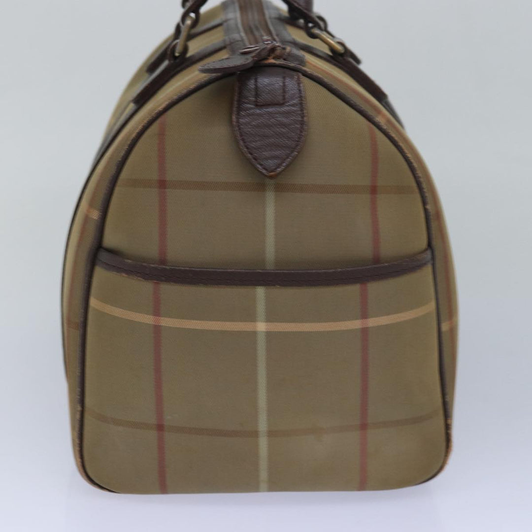 BurberrySs Nova Check Boston Bag Canvas Beige Auth 81659